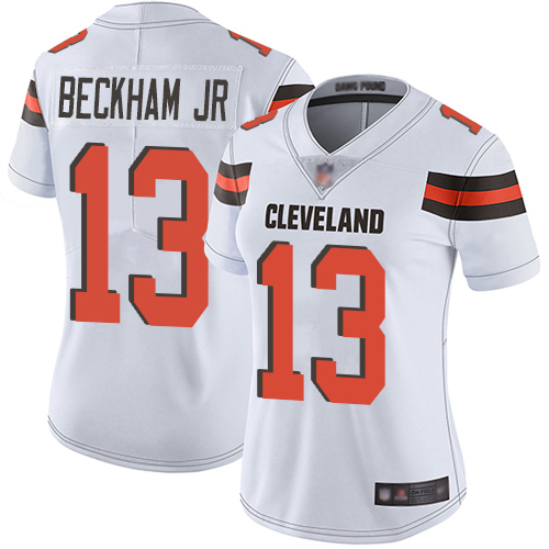 Cleveland Browns NFL Odell Beckham Jr. Women White Limited Jersey #13 Football Road Vapor Untouchable->women nfl jersey->Women Jersey